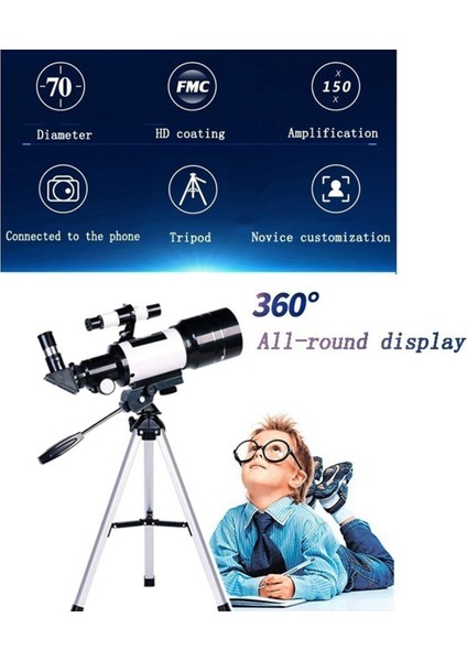 Taşınabilir F30070 Astronomik Reflektör Teleskop Seti Astronomi Standardı Için W / Tripod (Yurt Dışından)