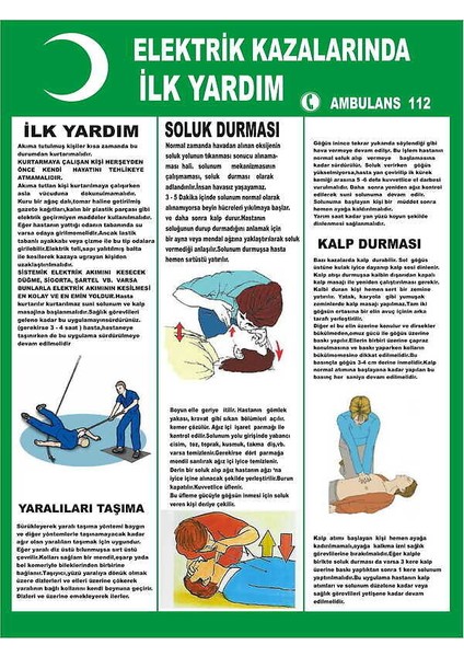 Elektrik Kazalarında Ilk Yardım Dekote Uyarı/İkaz Levhası