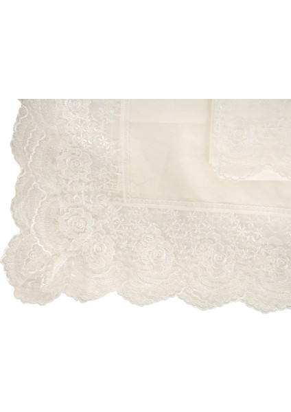 Fransız Güpürlü Kure Saten Havlu Bohça 2li Set Krem fiyatları