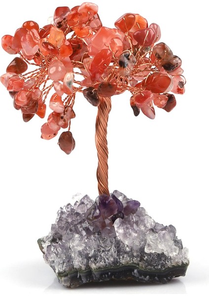 Ametist - Akik Doğal Taş Tel Sarmalı Tasarım Ağaç