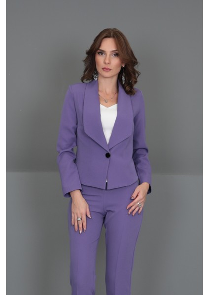 Amerikan Yaka Kısa Klasik Ceket-Lila fiyatları