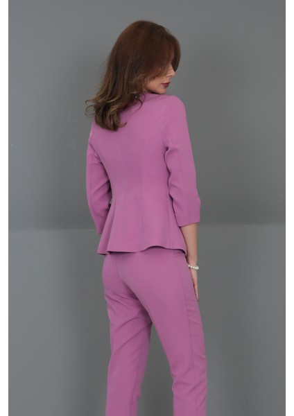 V Yaka Boydan Kuplu Kısa Ceket-Leylak indirimleri