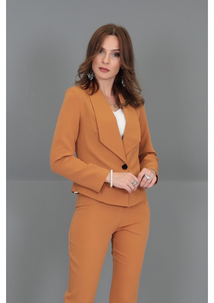 Amerikan Yaka Kısa Klasik Ceket-Taba fiyatları