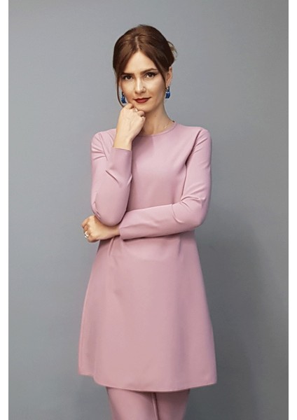 Sıfır Yaka Uzun Kol Bluz- Gül Kurusu fırsatları