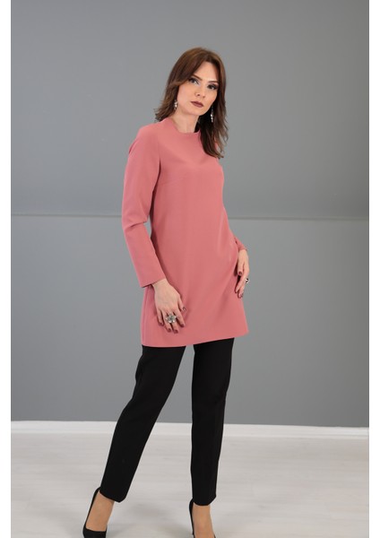 Sıfır Yaka Uzun Kol Bluz- Gül Kurusu indirimleri
