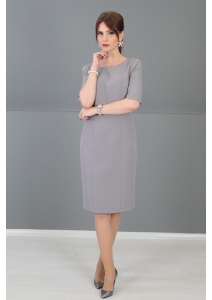 Kokteyl Kısa Kol Elbise-Antrasit fiyatları