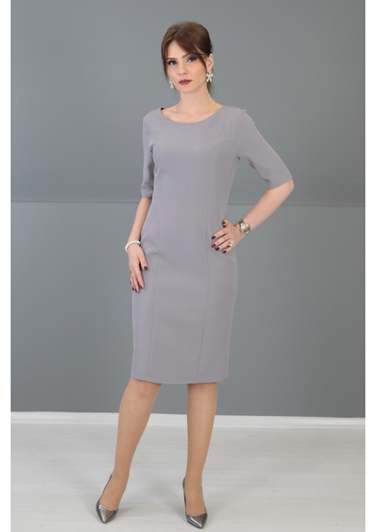 Kokteyl Kısa Kol Elbise-Antrasit fırsatları