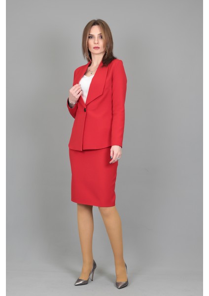 Düz Dar Etek-Kırmızı