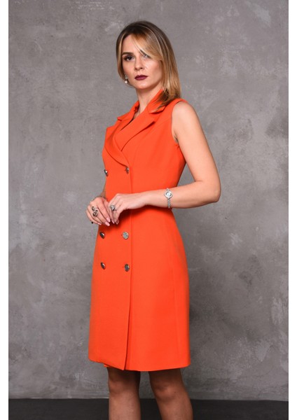 Erkek Yaka Kuruvaze Elbise-Turuncu modelleri