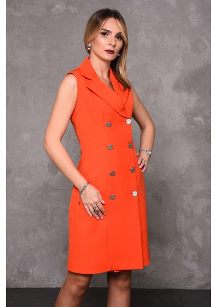 Erkek Yaka Kuruvaze Elbise-Turuncu fırsatları