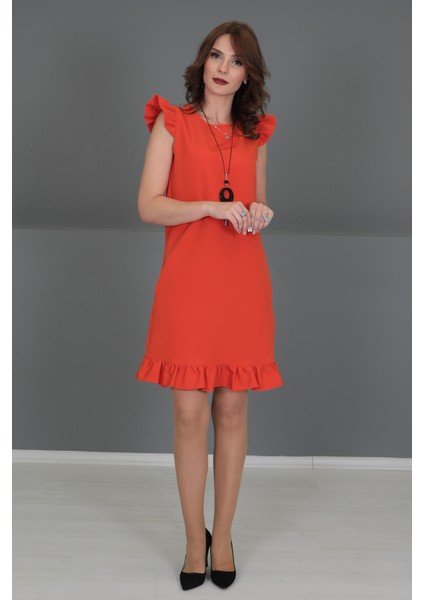 Fırfırlı Elbise-Turuncu fiyatları