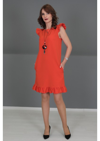 Fırfırlı Elbise-Turuncu modelleri