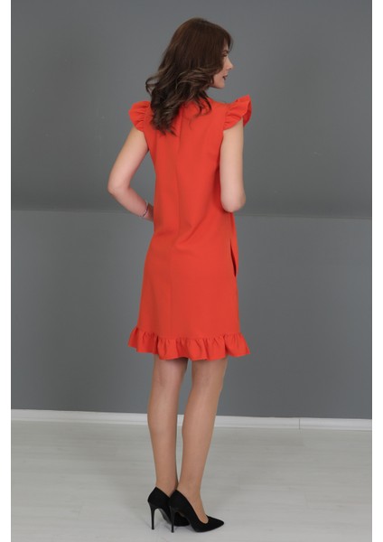 Fırfırlı Elbise-Turuncu indirimleri