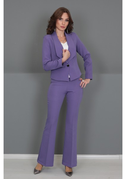 Mini Ceket & Ispanyol Paça Pantolon Takım-Lila fiyatları