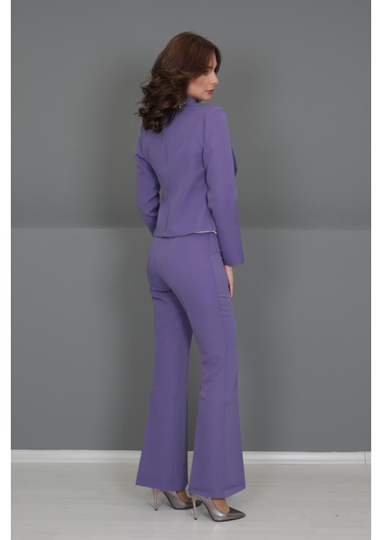 Mini Ceket & Ispanyol Paça Pantolon Takım-Lila indirimleri