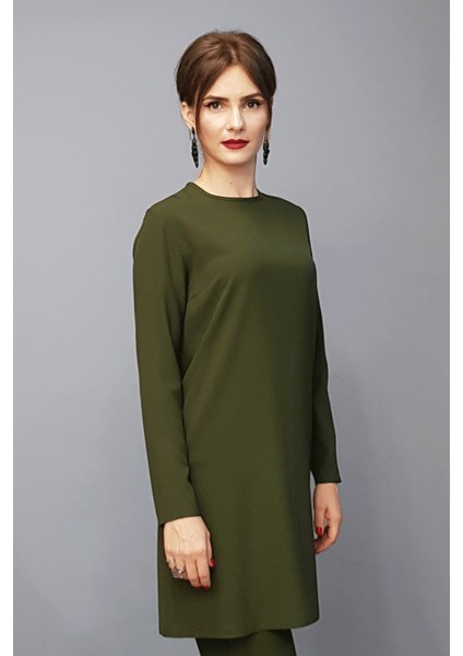 Sıfır Yaka Uzun Kol Bluz- Haki fiyatları