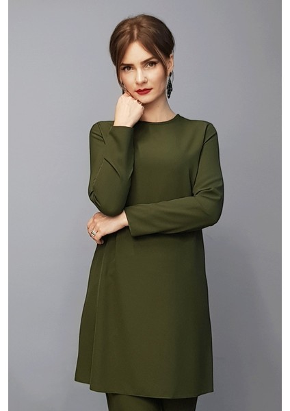 Sıfır Yaka Uzun Kol Bluz- Haki fırsatları