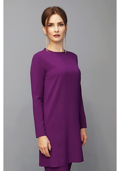 Sıfır Yaka Uzun Kol Bluz- Mürdüm fiyatları