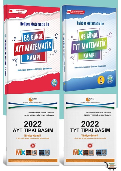 Rehber Matematik  65 Günde AYT Kampı 2025 + 49 Günde TYT Matematik Kampı 2025 ve 2022 Yılı Çıkmış TYT -AYT Soruları