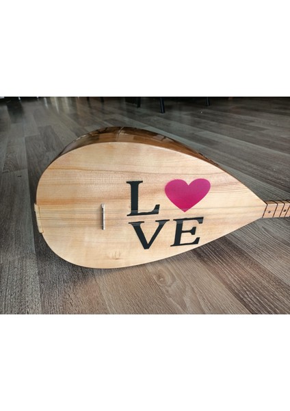 Saz 'love' Işlemeli Uzun Sap Tam Set Bağlama