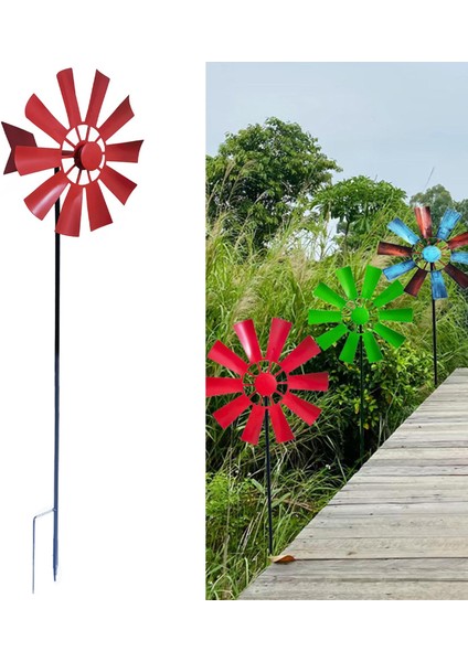 Rüzgar Spinner Bahçe Yel Değirmen Açık Bahçe Çimen Çark Dekor Kırmızı (Yurt Dışından)