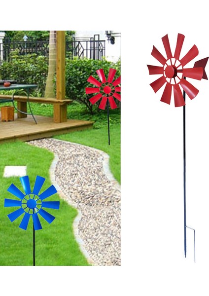 Rüzgar Spinner Bahçe Yel Değirmen Açık Bahçe Çimen Çark Dekor Kırmızı (Yurt Dışından)