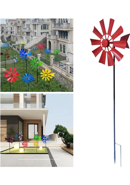 Rüzgar Spinner Bahçe Yel Değirmen Açık Bahçe Çimen Çark Dekor Kırmızı (Yurt Dışından)