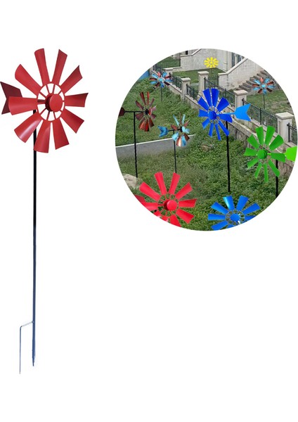 Rüzgar Spinner Bahçe Yel Değirmen Açık Bahçe Çimen Çark Dekor Kırmızı (Yurt Dışından)