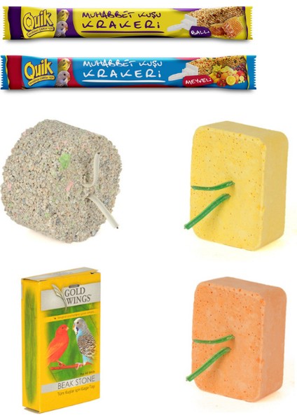 Mineral Blok+Meyveli ve Ballı Kraker+Muzlu ve Portakallı Blok+Gaga Taşı