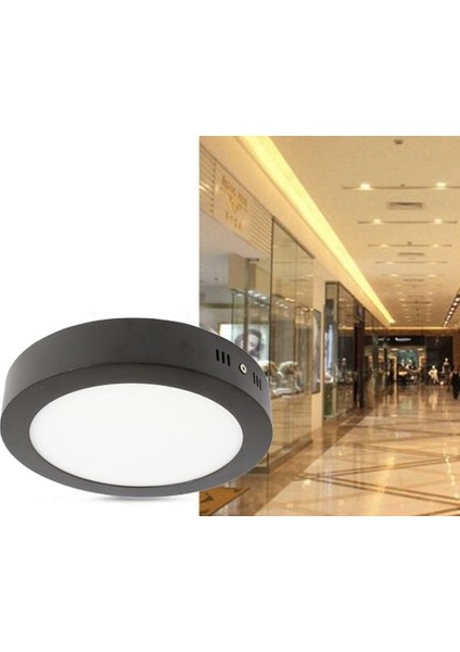 24W Yuvarlak Siyah Kasa Sıva Üstü LED Panel 6500K Beyaz
