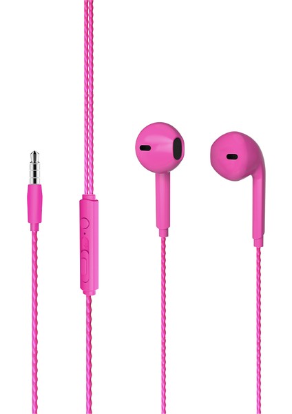 EH104 3.5mm Jacklı Kulak İçi Mikrofonlu Kulaklık Pembe