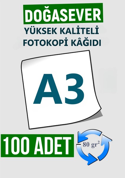 Yüksek Kaliteli A3 Fotokopi Kağıdı 100 Adet