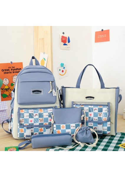 5 Parça Okul Çantası Seti - Mavi (Yurt Dışından)