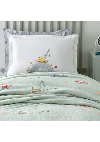 Bedding Busy Trucks Tek Kişilik Wellsoft Battaniyeli Lastikli Çarşaf Seti - Yeşil fiyatları