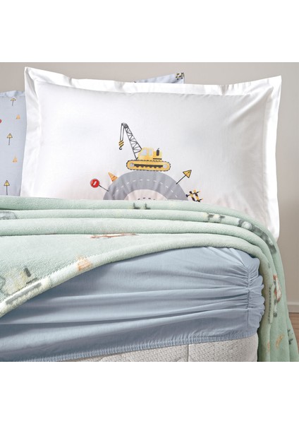 Bedding Busy Trucks Tek Kişilik Wellsoft Battaniyeli Lastikli Çarşaf Seti - Yeşil modelleri