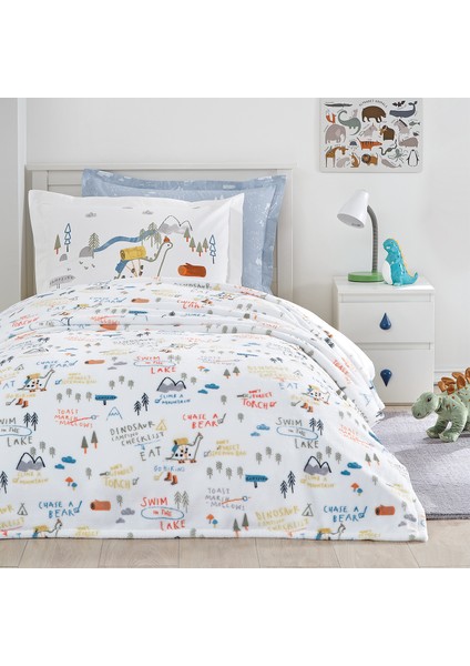 Bedding Dinno Tek Kişilik Wellsoft Battaniyeli Lastikli Çarşaf Seti - Beyaz