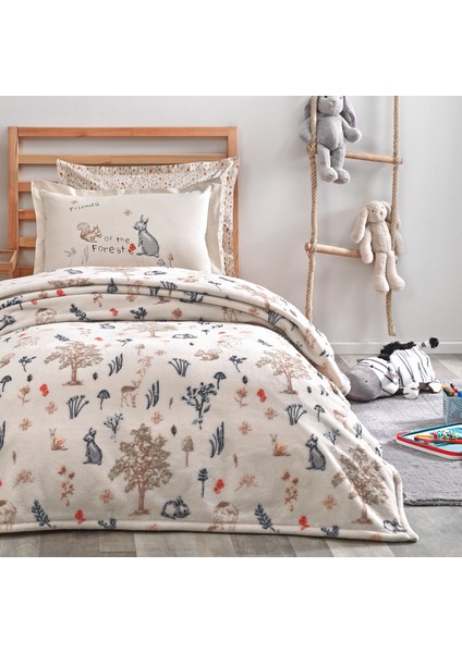 Bedding Wonderland Tek Kişilik Wellsoft Battaniyeli Lastikli Çarşaf Seti - Krem
