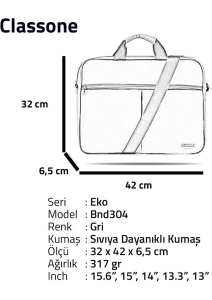BND304-T300 Eko Serisi 15,6" Uyumlu-Notebook, Laptop Çantası GRI+T300 Kablosuz Mouse