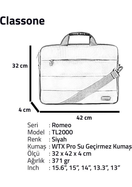 TL2000-T300 Wtxpro Su Geçirmez Kumaş 15,6" Notebook, Laptop ÇANTASI-SIYAH+T300 Kablosuz Mouse