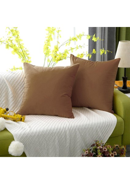 2x Yumuşak Atmak Yastık Dekoratif Yastık Kapakları Kanepe Ev Yatak Odası Kahverengi modelleri