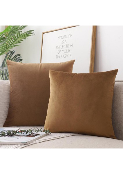 2x Yumuşak Atmak Yastık Dekoratif Yastık Kapakları Kanepe Ev Yatak Odası Kahverengi fırsatları