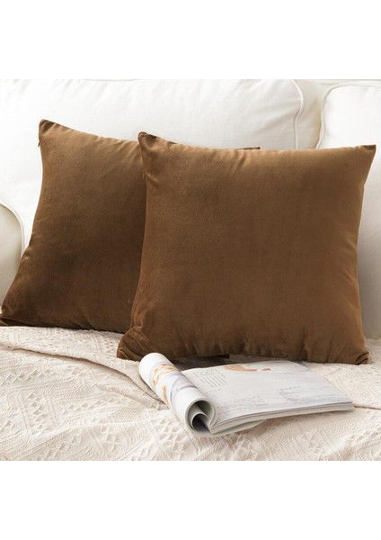 2x Yumuşak Atmak Yastık Dekoratif Yastık Kapakları Kanepe Ev Yatak Odası Kahverengi indirimleri