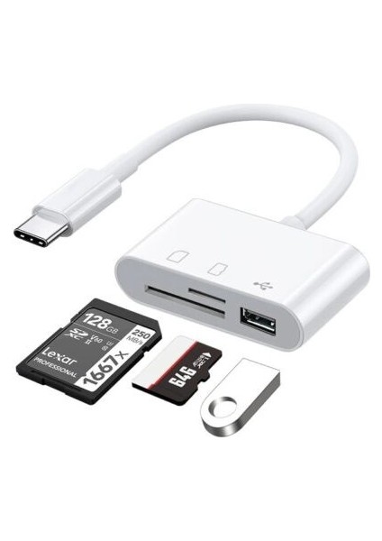 5232 USB Type C To Sd Microsd Tf Kart Okuyucu USB 3in1 Çevirici Dönüştürücü Adaptör