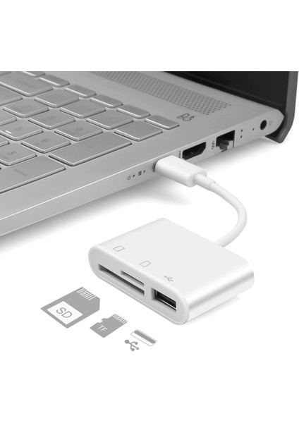 5232 USB Type C To Sd Microsd Tf Kart Okuyucu USB 3in1 Çevirici Dönüştürücü Adaptör