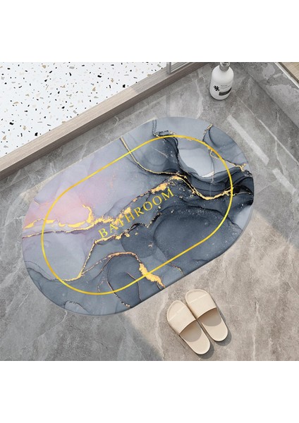 60X40CM Duş Halı Oval Hızlı Kuru Süper Emici Kapı Mat Lavabo Girişi Banyo