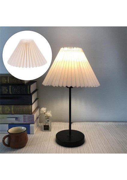 Kumaş Lamba Gölge Abajur Fan Şekilli Işık Kapağı Çıkarılabilir Otel BEIGE_24CM(Yurt Dışından)