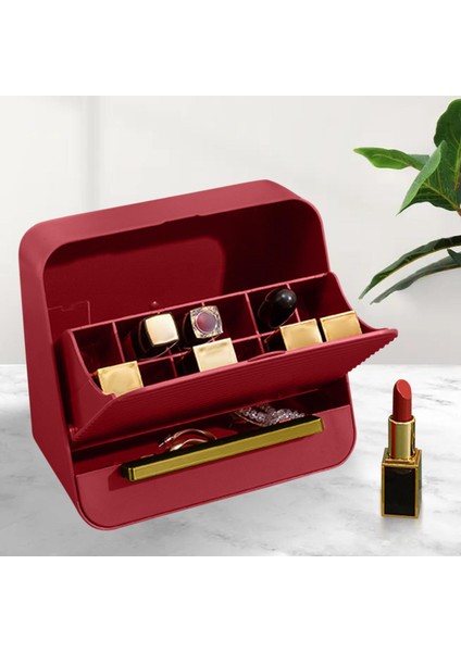 Ruj Saklama Kutusu Kapak ile Toz Geçirmez 12 Izgaralar Vanity Kırmızı Için Ruj Tutucu modelleri
