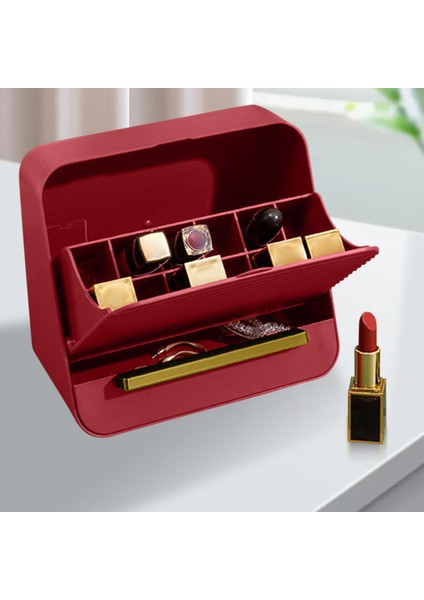 Ruj Saklama Kutusu Kapak ile Toz Geçirmez 12 Izgaralar Vanity Kırmızı Için Ruj Tutucu fırsatları