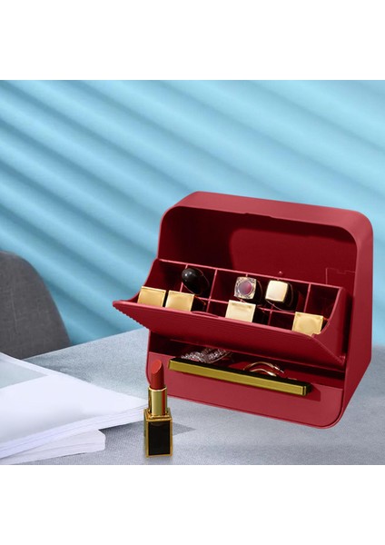 Ruj Saklama Kutusu Kapak ile Toz Geçirmez 12 Izgaralar Vanity Kırmızı Için Ruj Tutucu indirimleri
