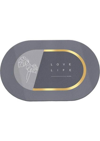 60X40CM Duş Halı Oval Hızlı Kuru Süper Emici Kapı Mat Lavabo Girişi Aşk Hayat